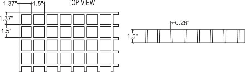 1.5 x 1.5 x 1.5 Square Grid Technical Illustration