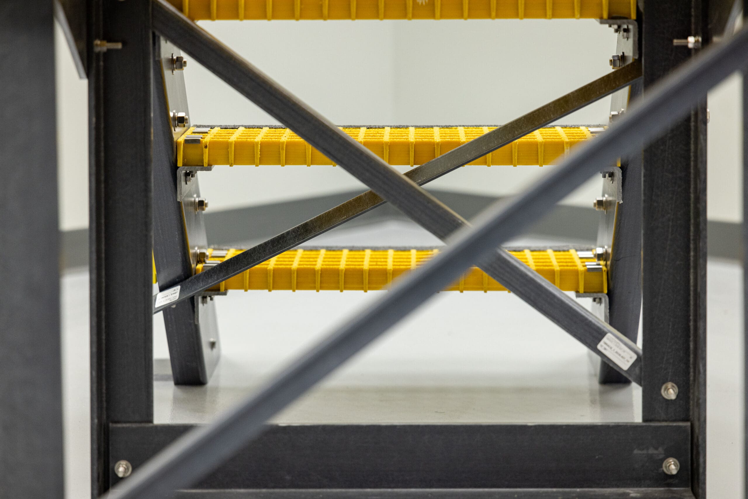 Close-up of the backside of yellow ReadyStairs steps