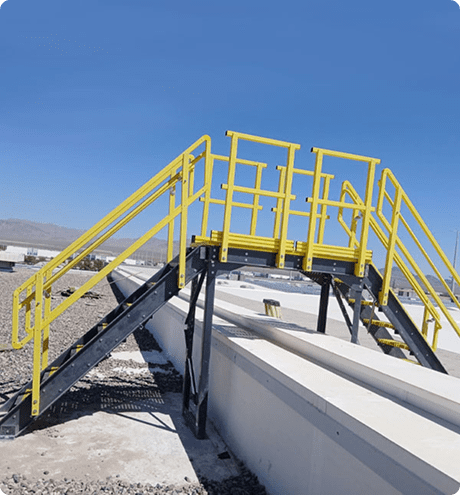 Crossover stairs crossing over a rooftop obstacle