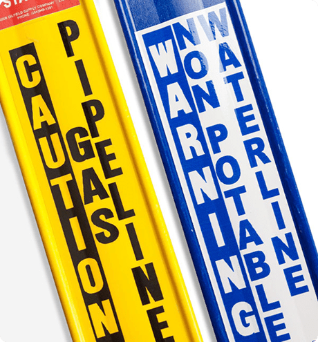 Yellow and blue safety signs