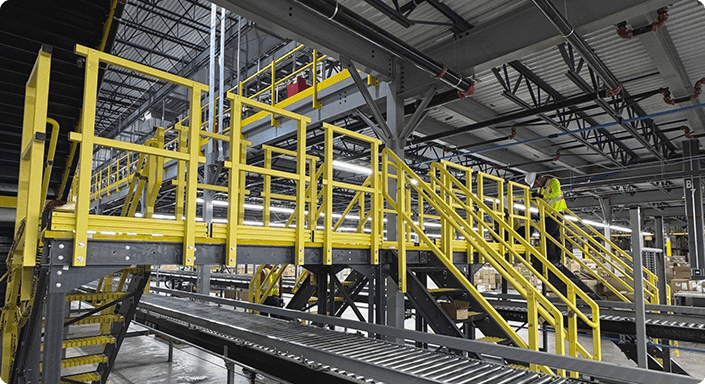 Modular platforms used in a warehouse setting