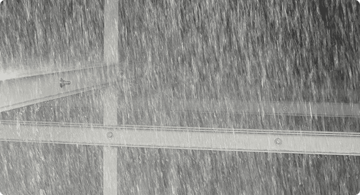 Rain falling on a steel structure