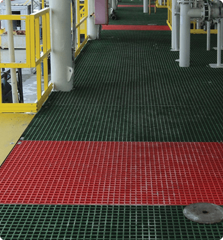 Molded grating application with multiple colored sections