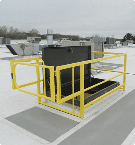 OSCO hatch guard on a rooftop hatch