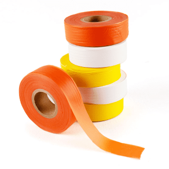 Marking tape rolls in orange, yellow and white color options